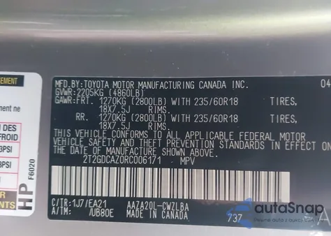 2024 Lexus Nx 250 Premium z USA, uszkodzony, nr VIN 2T2GDCAZ0RC006171